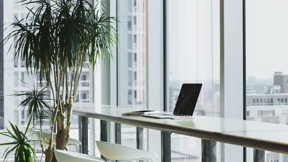 Office workspace with computer and chair